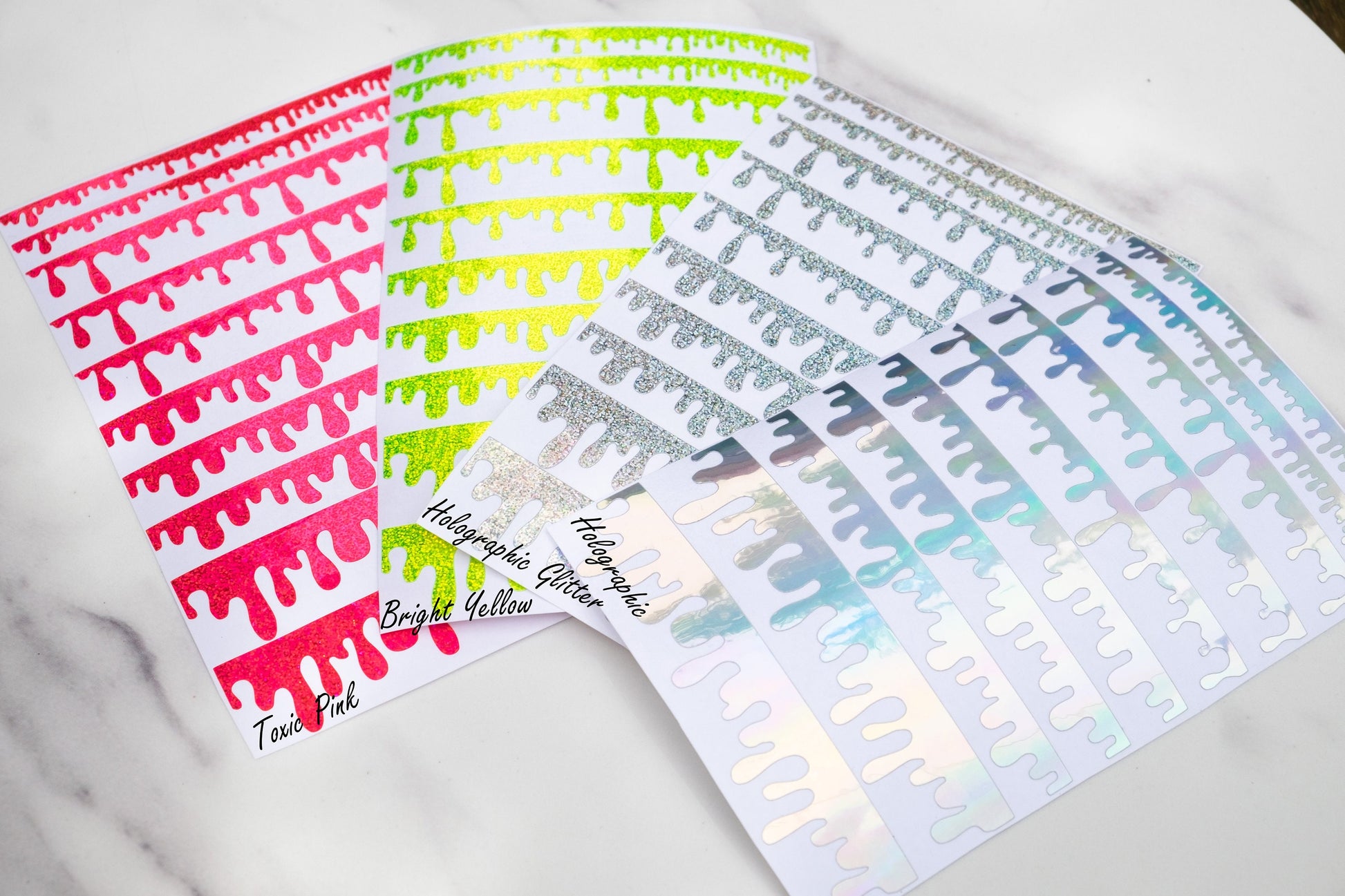 Holographic Glitter slime paint drips vinyl sticker sheet