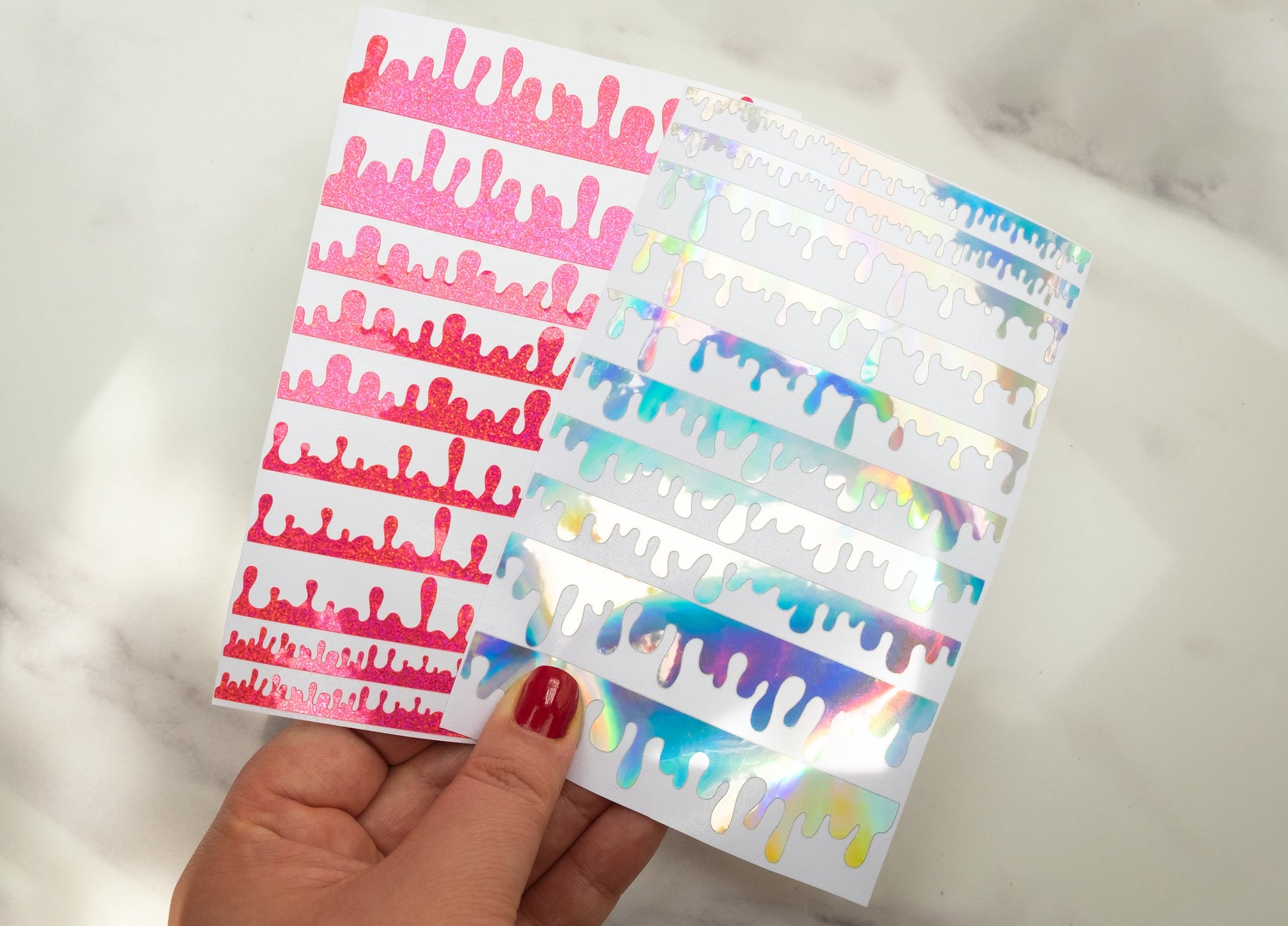 Holographic Glitter slime paint drips vinyl sticker sheet